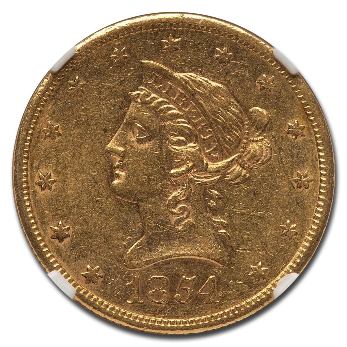 1854-S $10 Liberty Gold Eagle AU-53 NGC