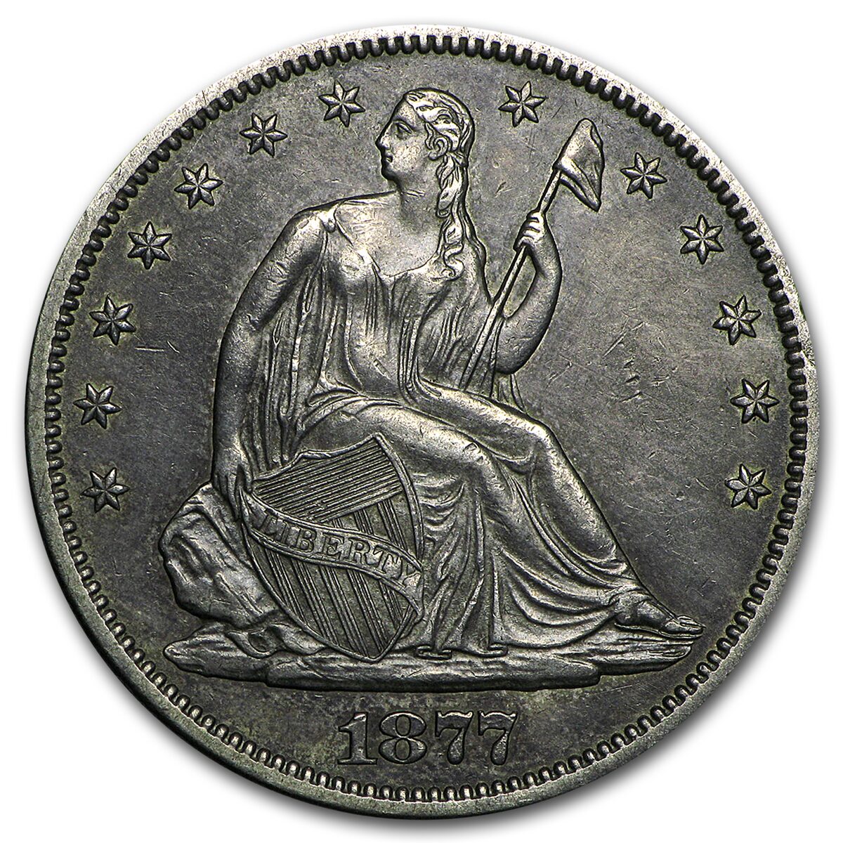 1877-S Liberty Seated Half Dollar AU