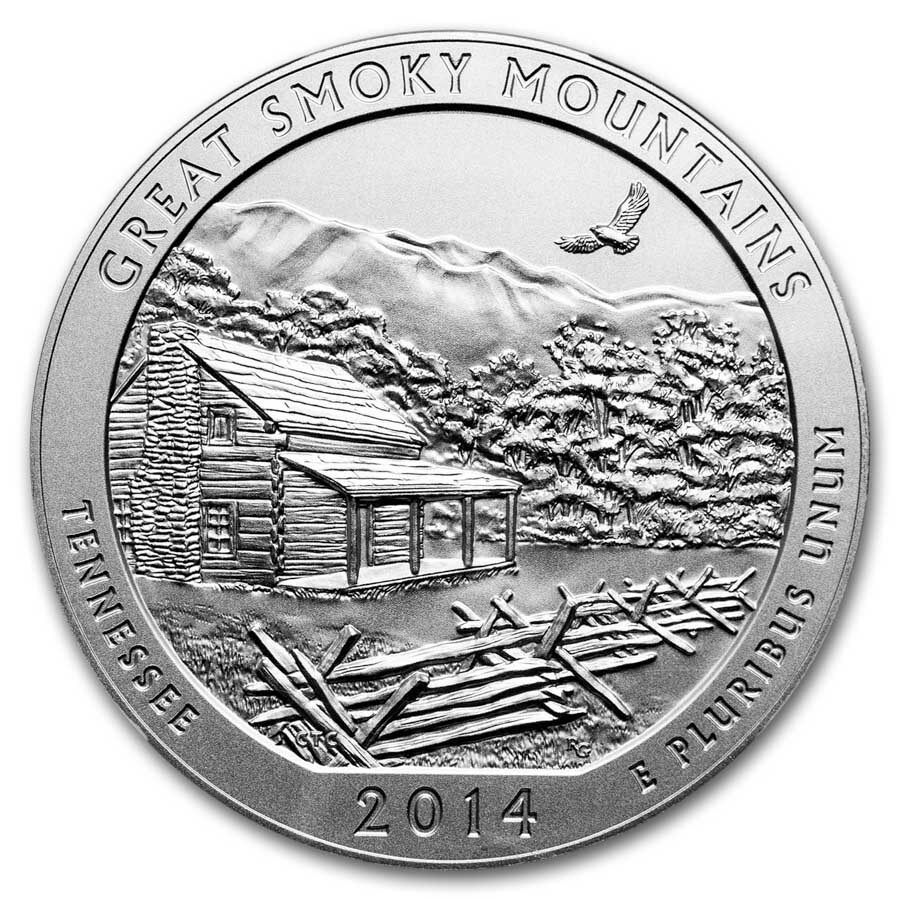 2014-P 5 oz Silver ATB Great Smoky Mountain SP-70 NGC