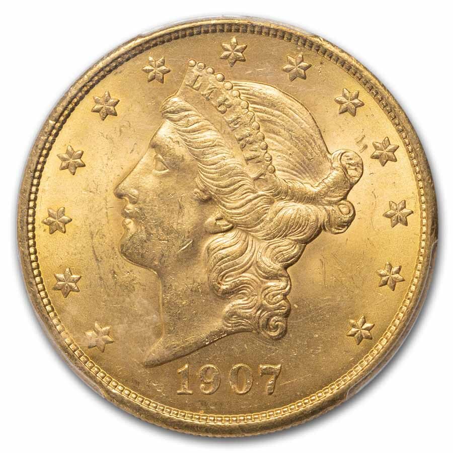 1907 $20 Liberty Gold Double Eagle MS-64 PCGS
