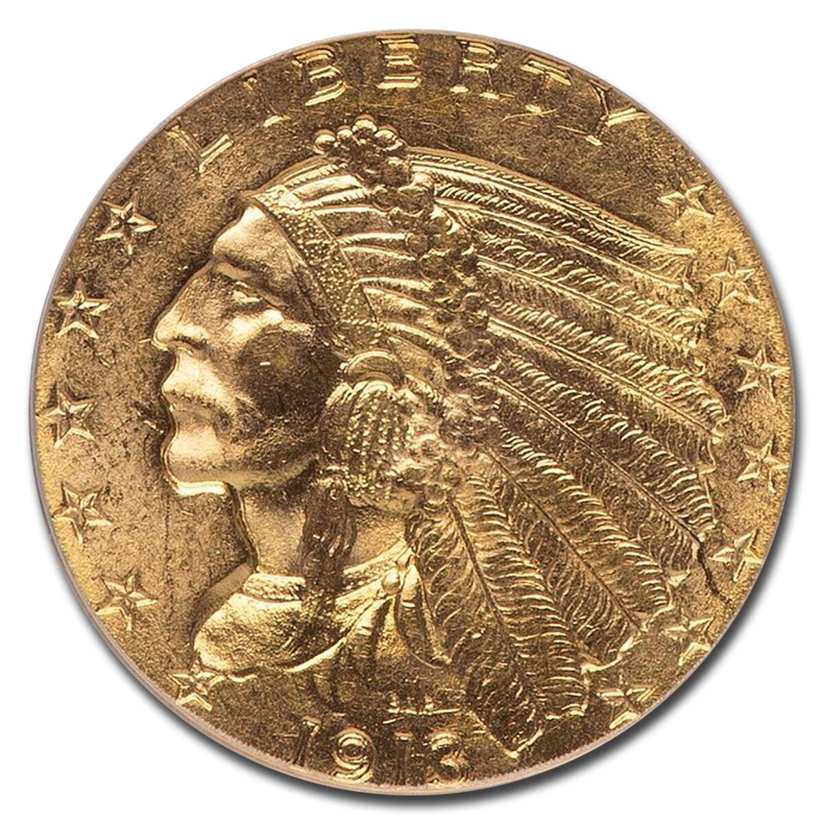 1913 $2.50 Indian Gold Quarter Eagle MS-64 PCGS