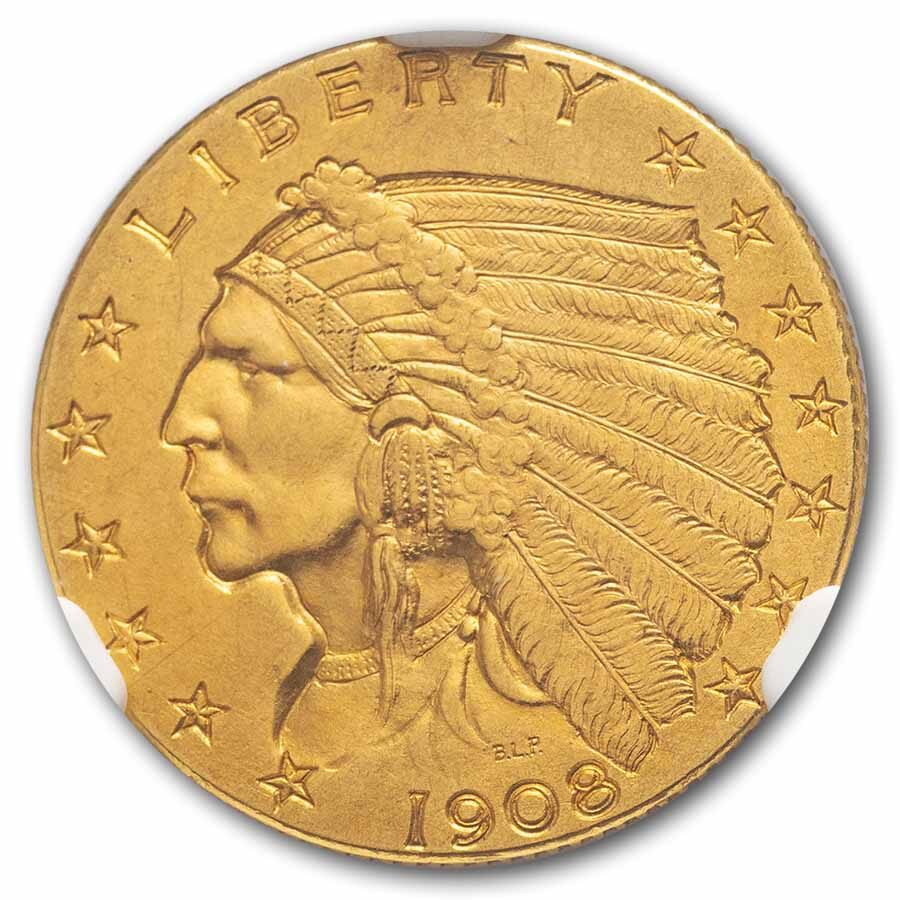 1908 $2.50 Indian Gold Quarter Eagle MS-63 NGC