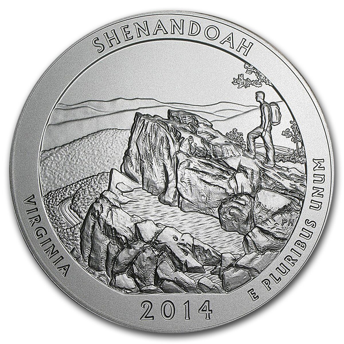 2014-P 5 oz Silver ATB Shenandoah SP-70 PCGS