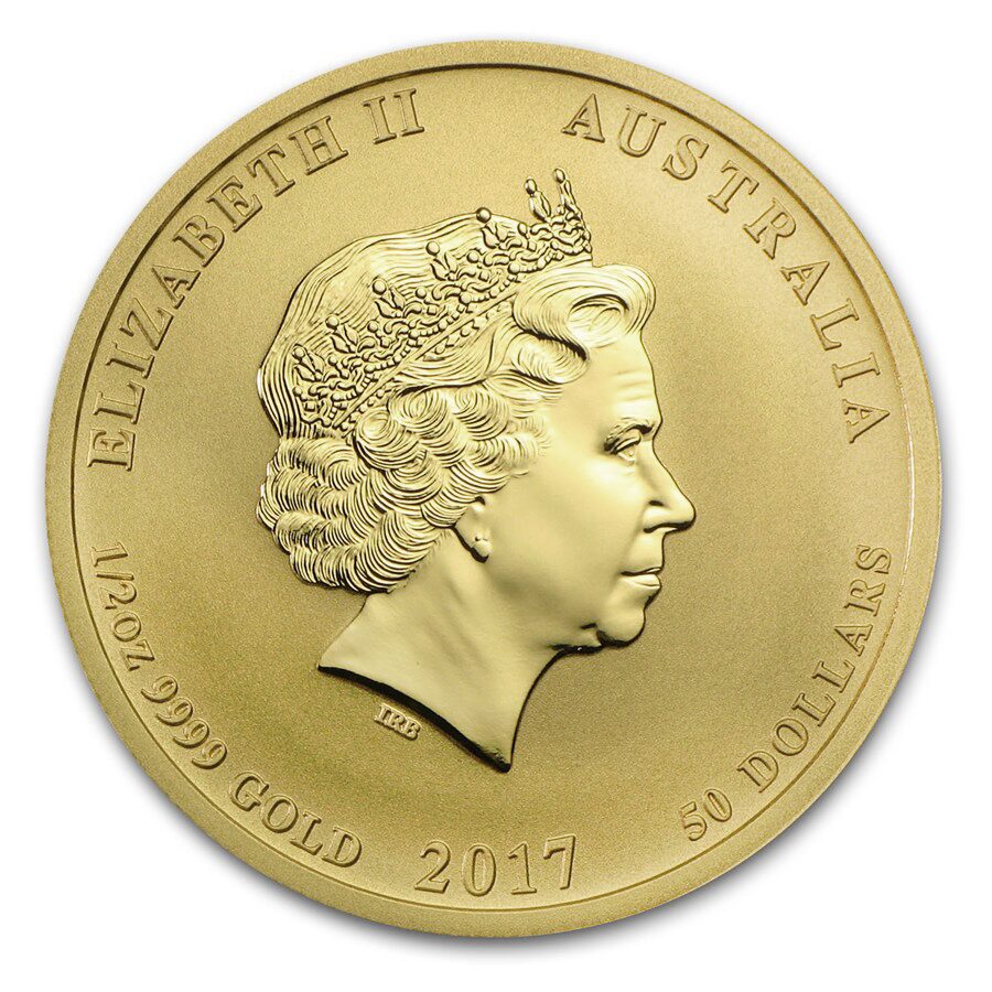 2017 Australia 1/2 oz Gold Lunar Rooster BU
