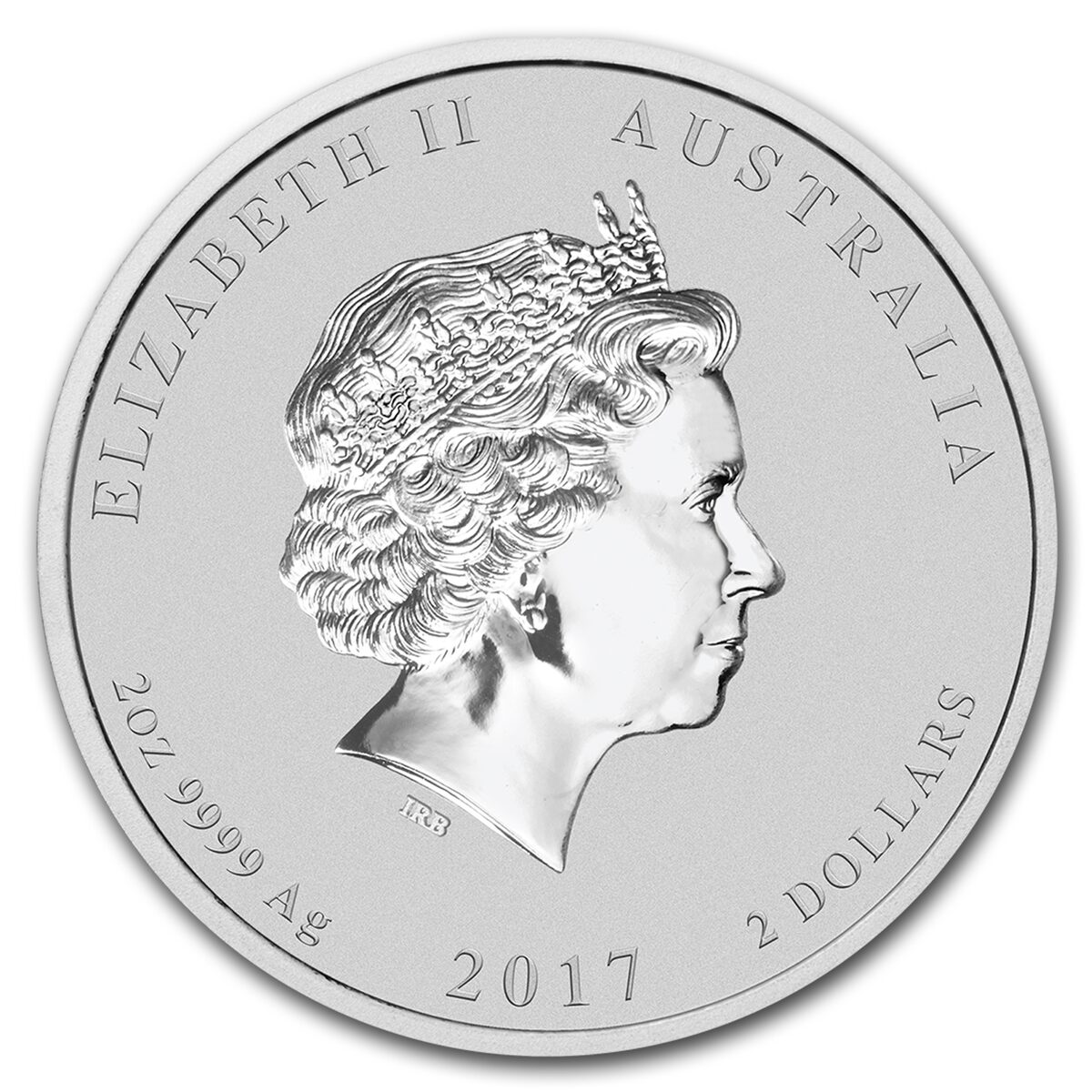 2017 Australia 2 oz Silver Lunar Rooster BU
