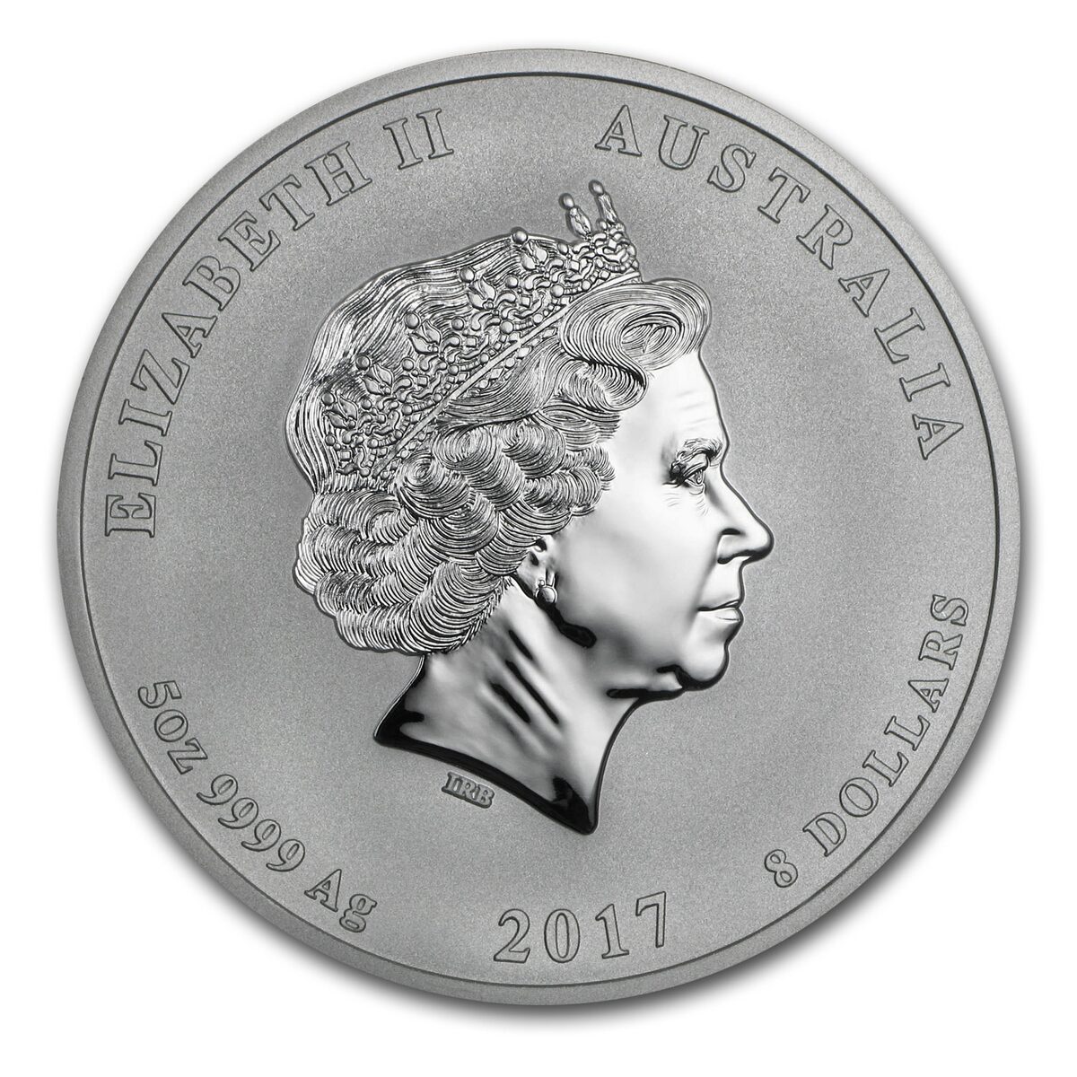 2017 Australia 5 oz Silver Lunar Rooster BU