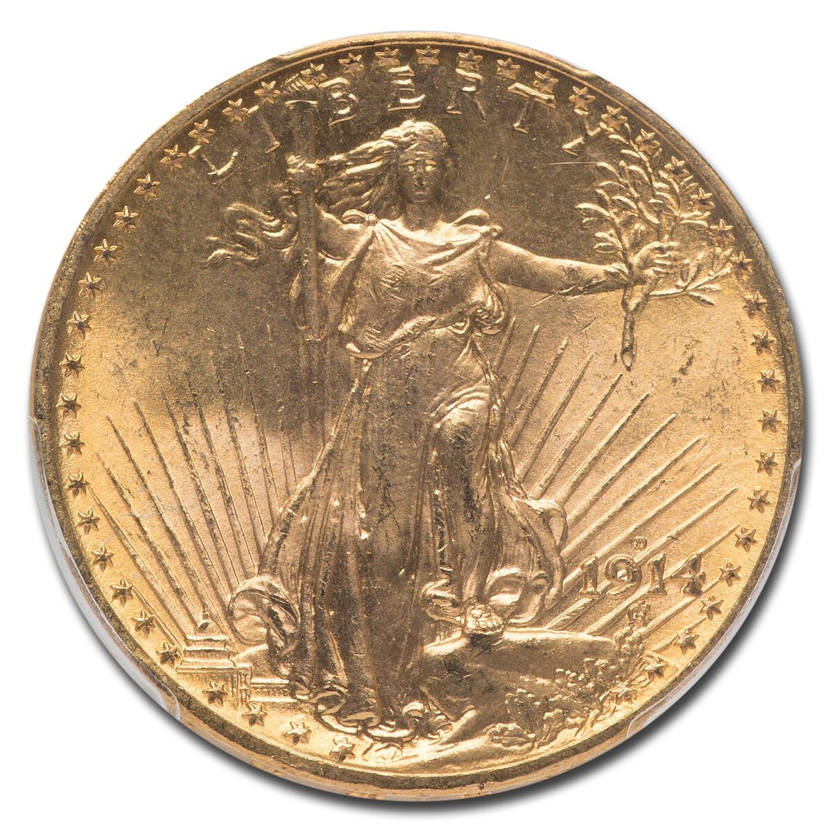 1914-D $20 St Gaudens Gold Double Eagle MS-65+ PCGS