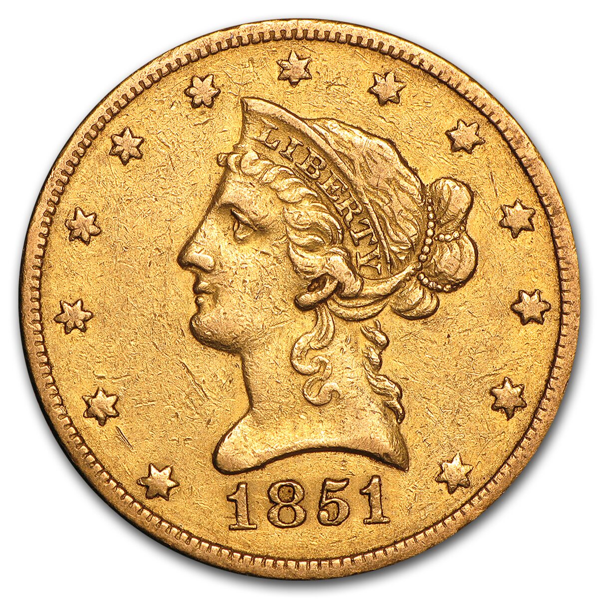 1851-O $10 Liberty Gold Eagle VF