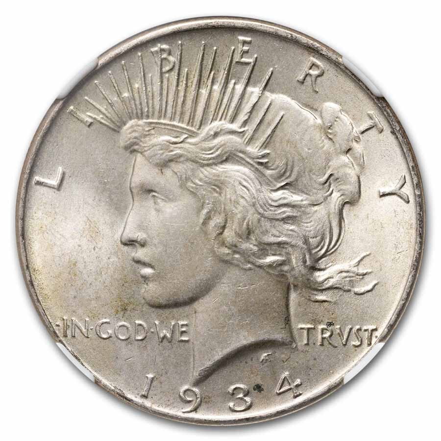 1934 Peace Dollar MS-62 NGC