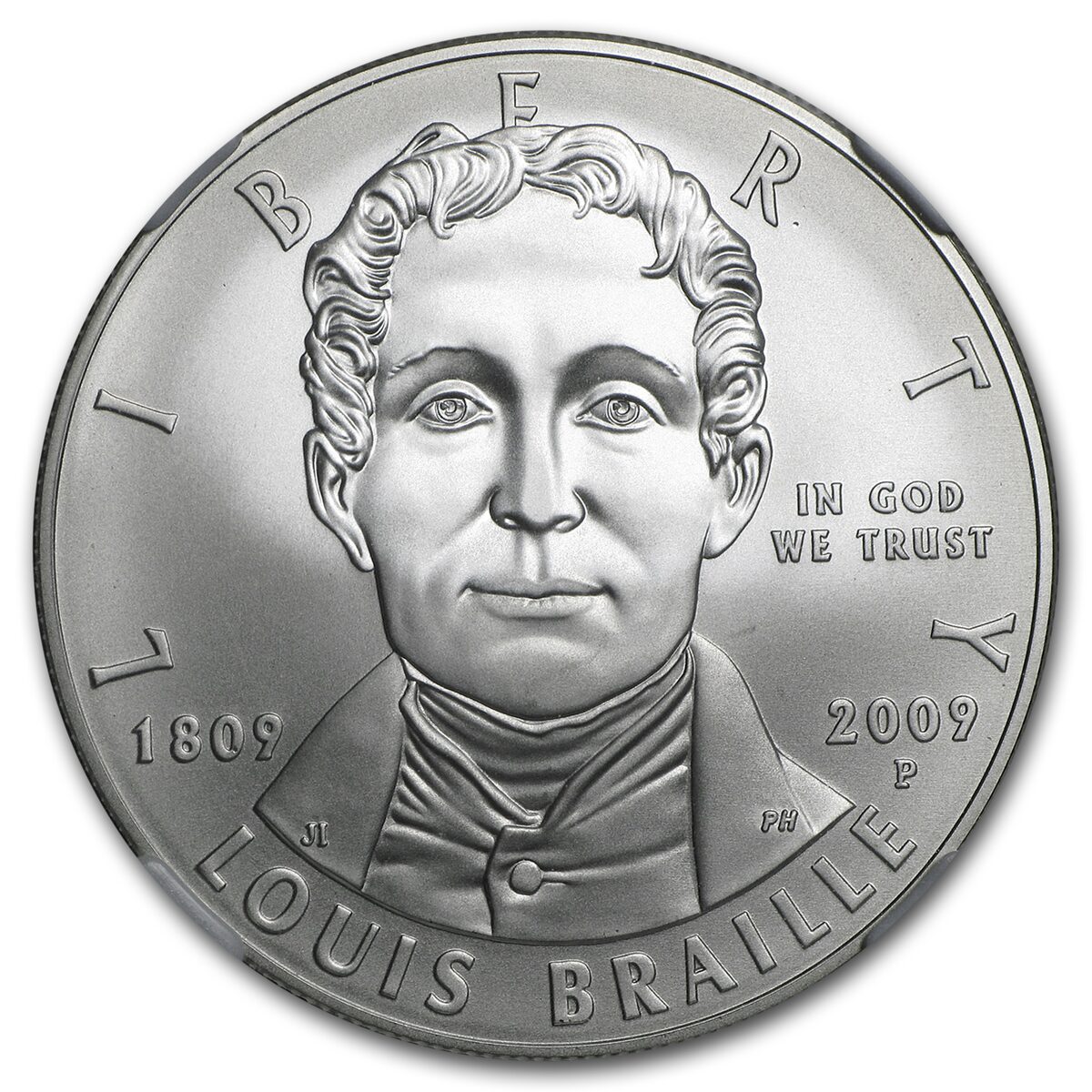2009-P Louis Braille $1 Silver Commem MS-70 NGC