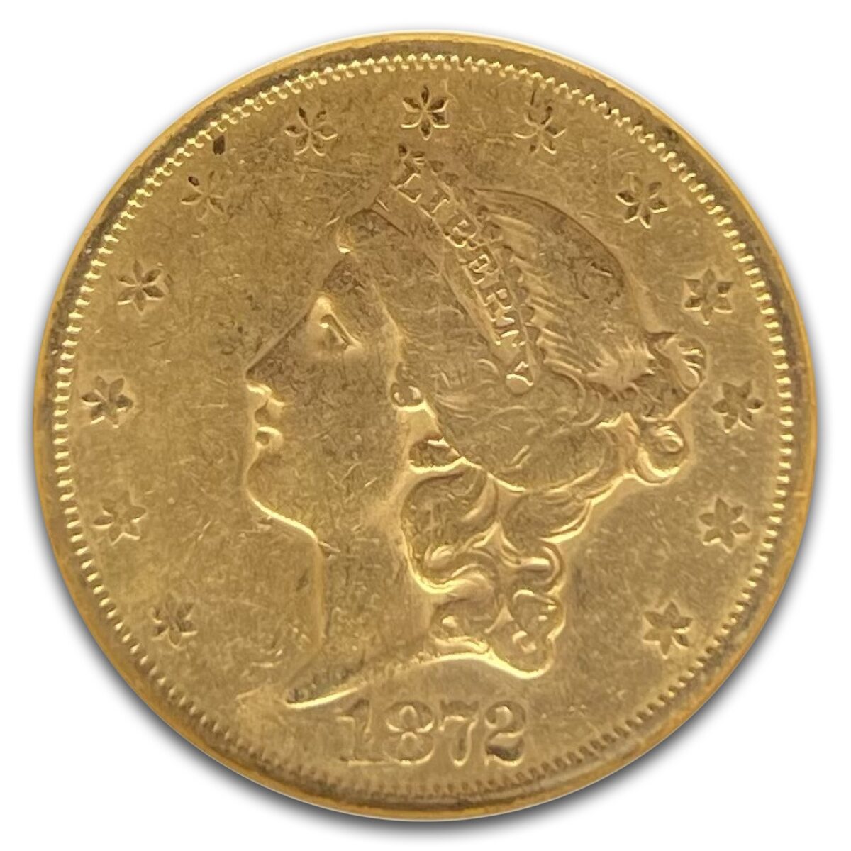 1872-S $20 Liberty Gold Double Eagle AU-53 NGC