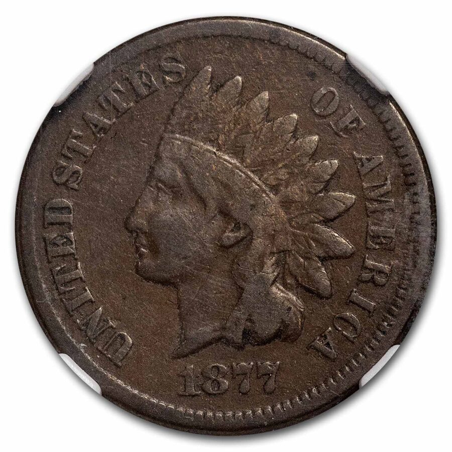 1877 Indian Head Cent Fine-15 NGC (Brown)