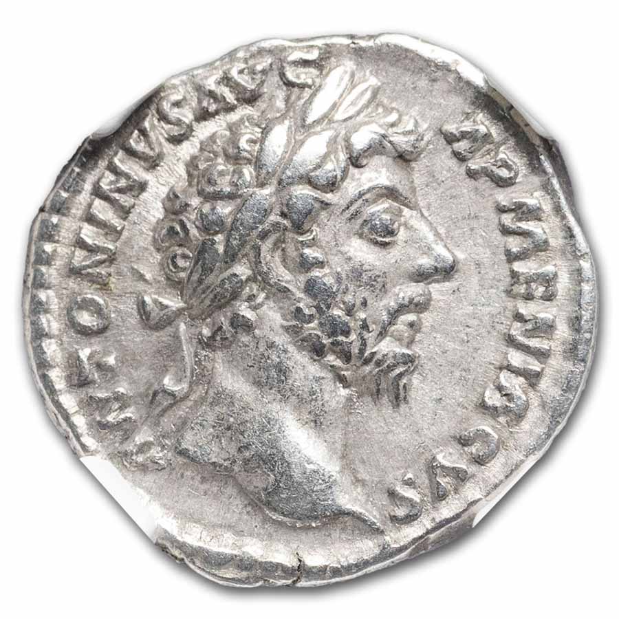 Roman Silver Denarius Marcus Aurelius (161-180 AD) Ch-VF NGC