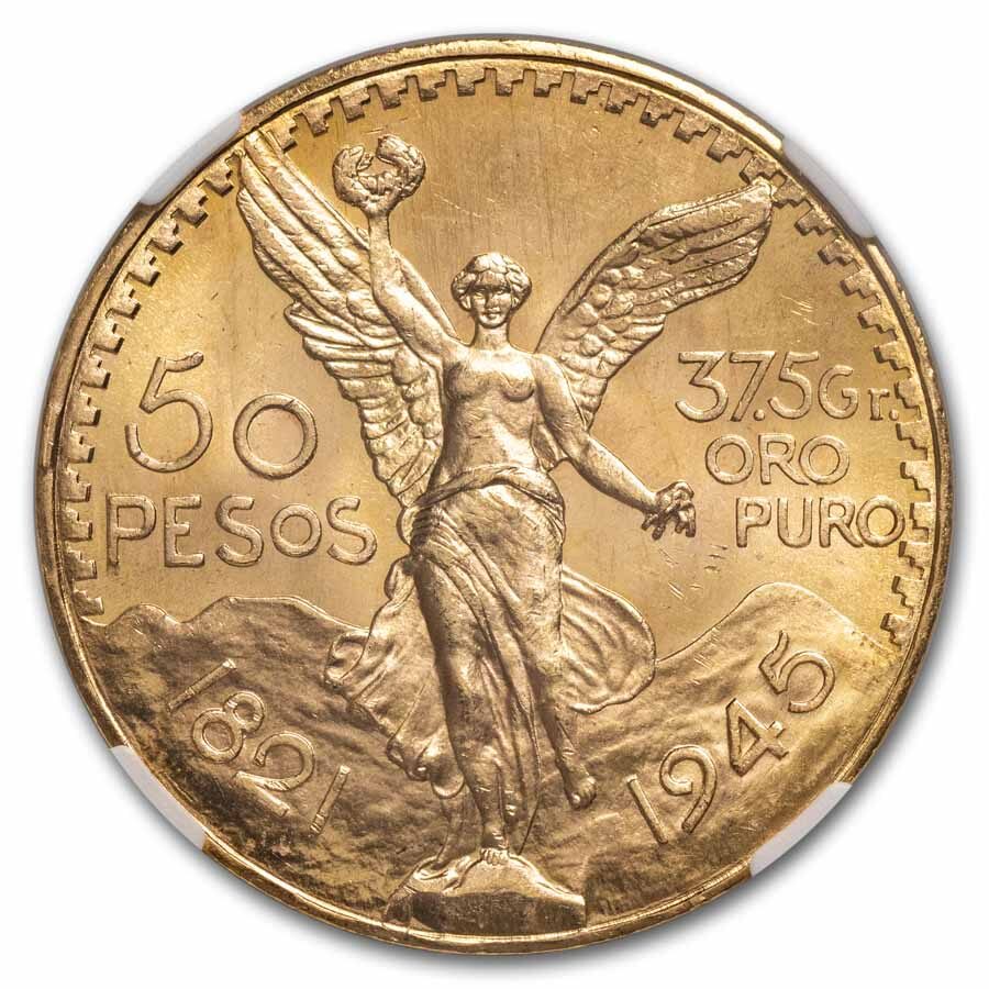 1945 Mexico Gold 50 Pesos MS-65+ NGC