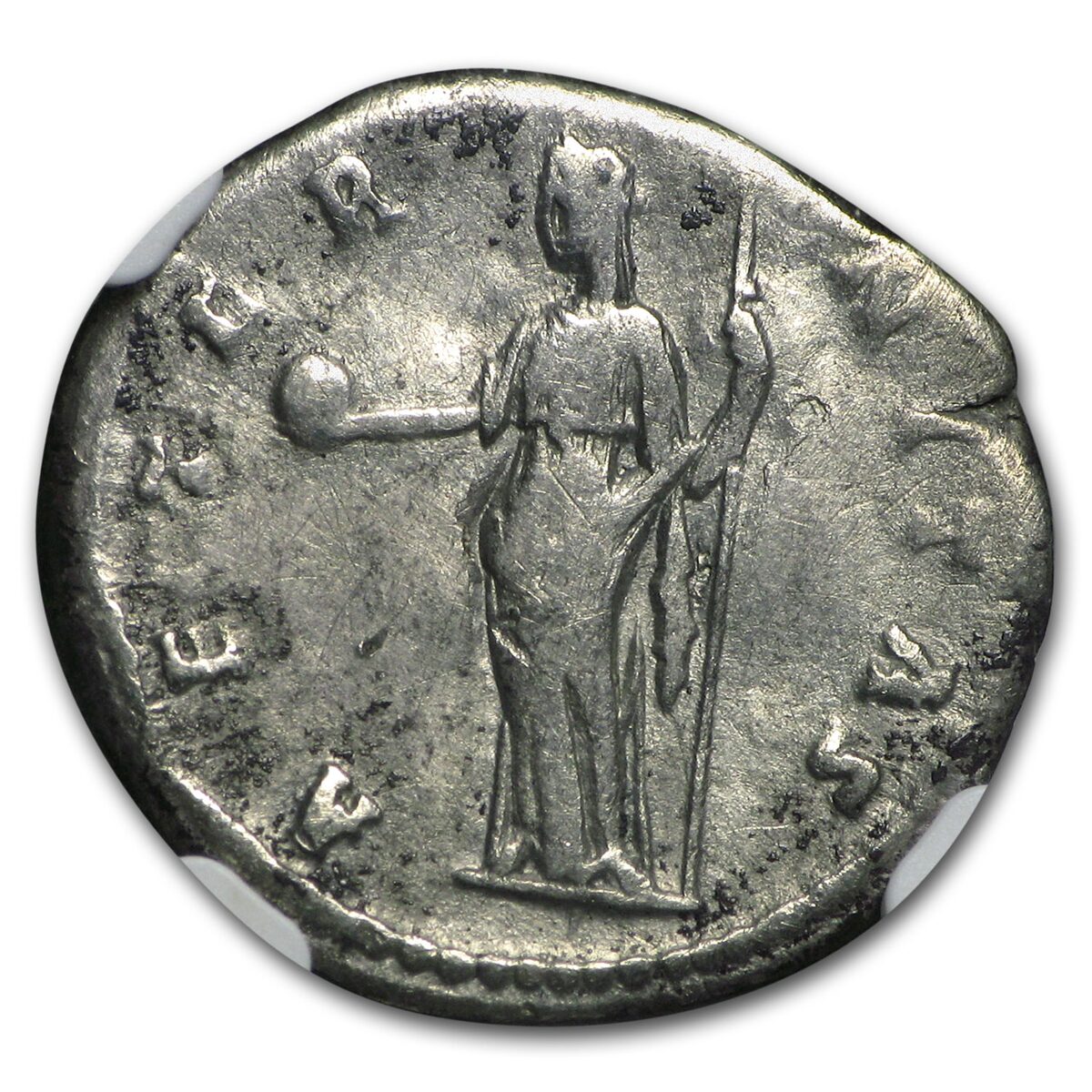 Roman AR Denarius Faustina Sr. (138-140/1 AD) CH Fine NGC