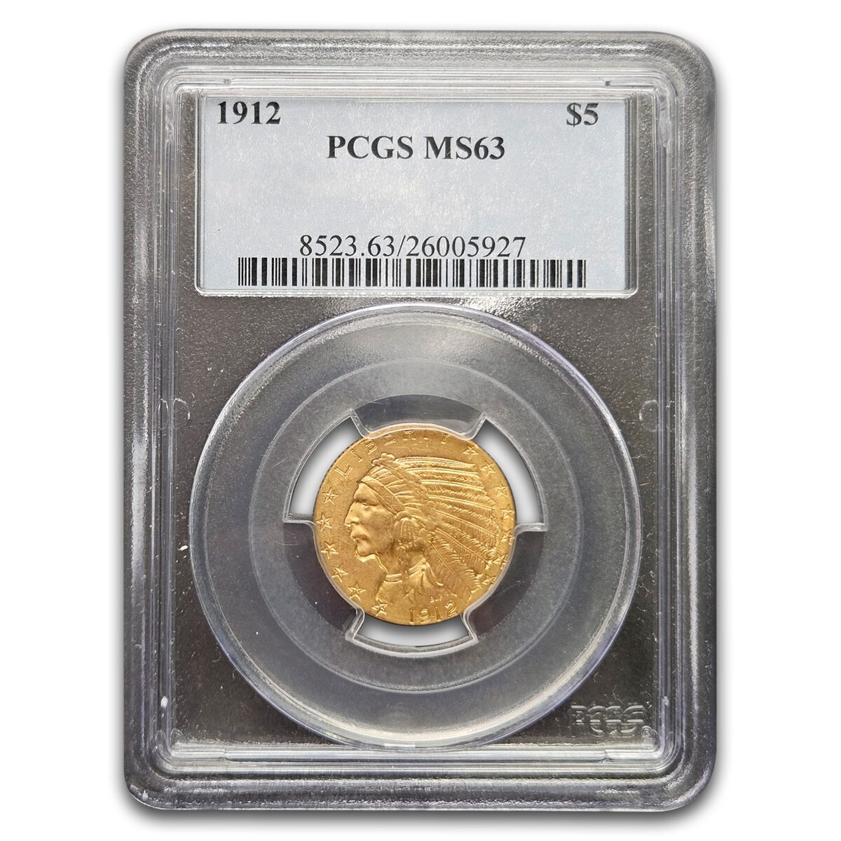 1912 $5 Indian Gold Half Eagle MS-63 PCGS