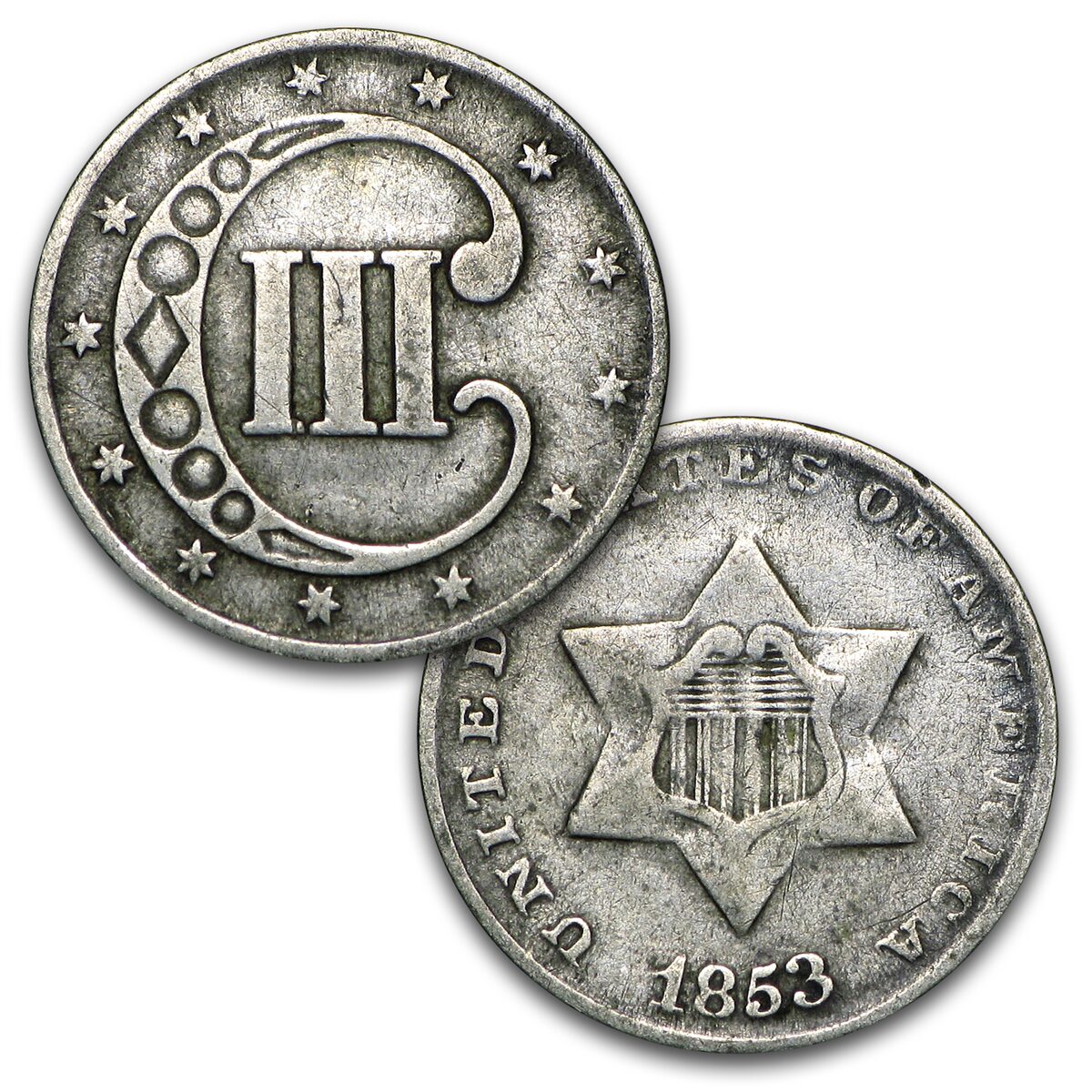 1851-1862 Three Cent Silver Fine/VF