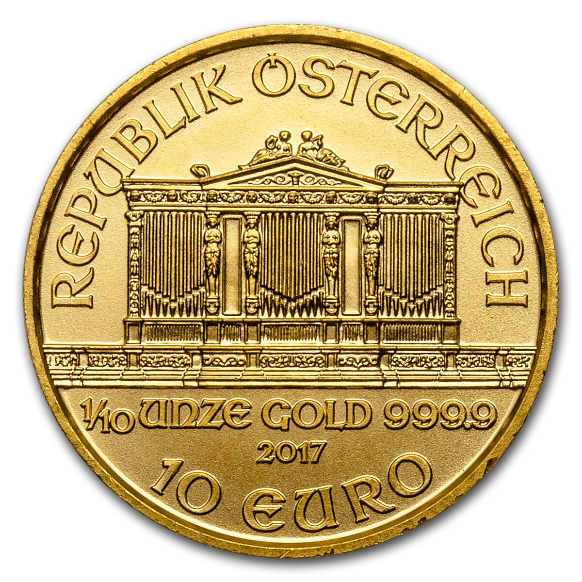 2017 Austria 1/10 oz Gold Philharmonic BU