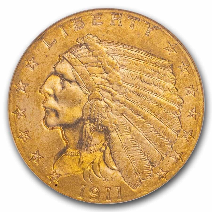 1911 $2.50 Indian Gold Quarter Eagle MS-63 NGC