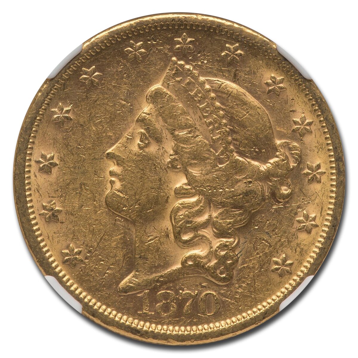 1870-S $20 Liberty Gold Double Eagle AU-55 NGC