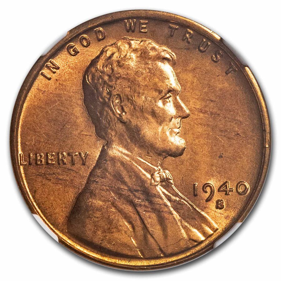 1940-S Lincoln Cent MS-66 NGC (Red)
