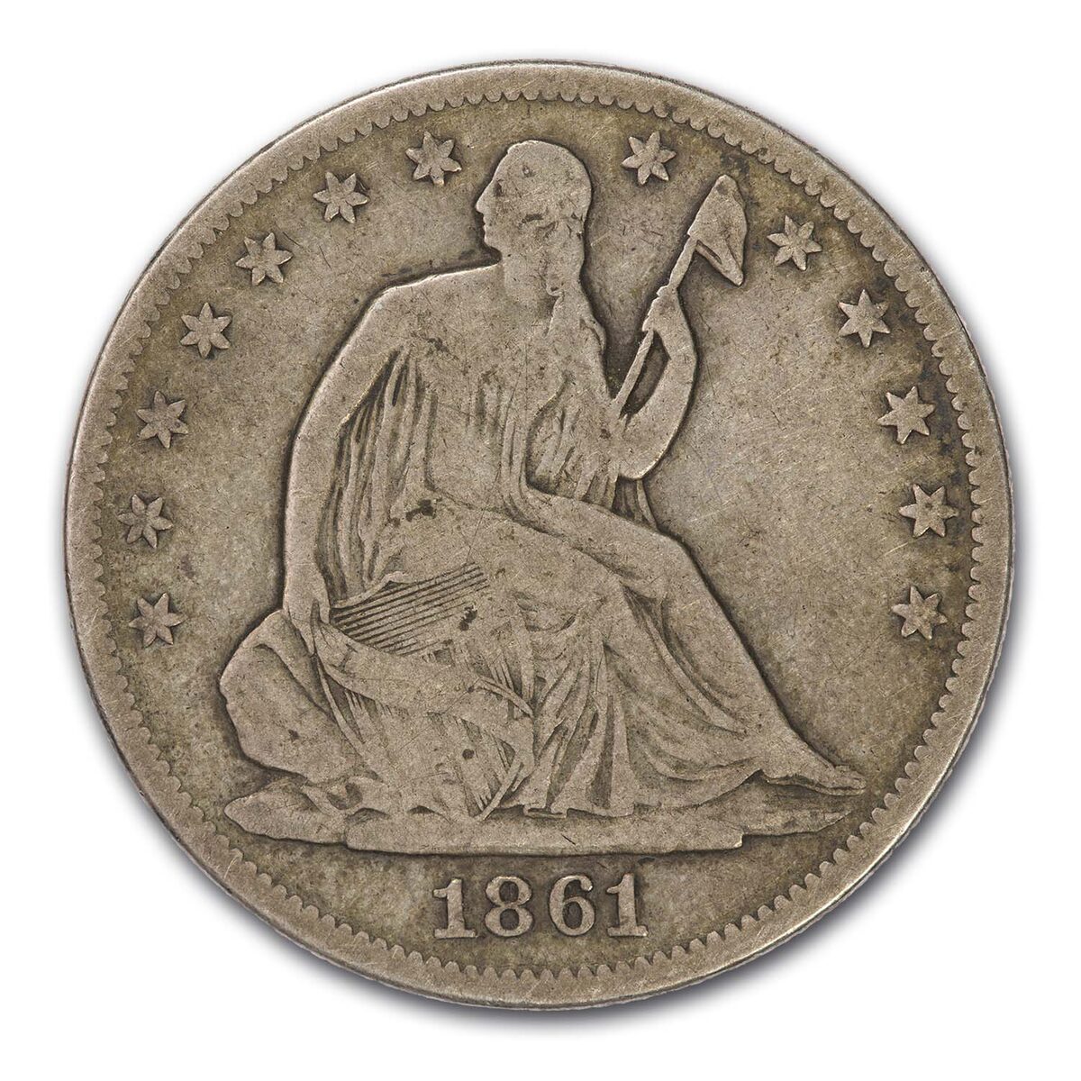 1861 Liberty Seated Half Dollar VG