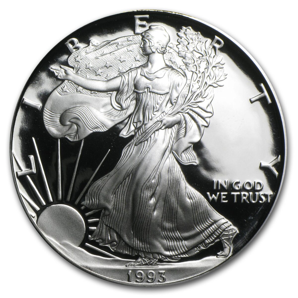 1993-P 1 oz Proof American Silver Eagle (w/Box & COA)