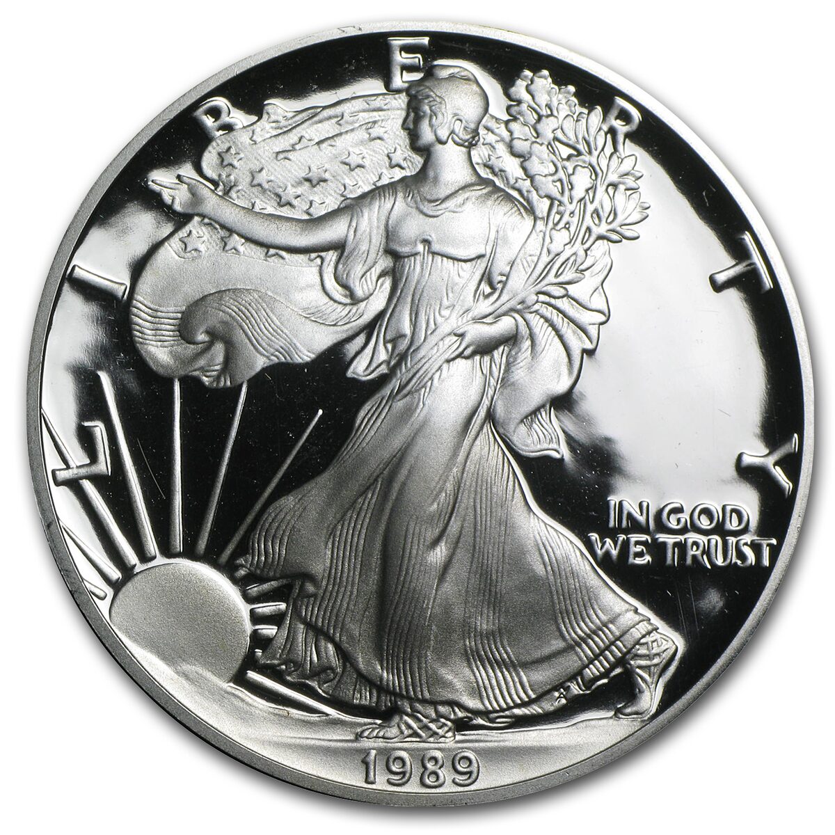 1989-S 1 oz Proof American Silver Eagle (w/Box & COA)
