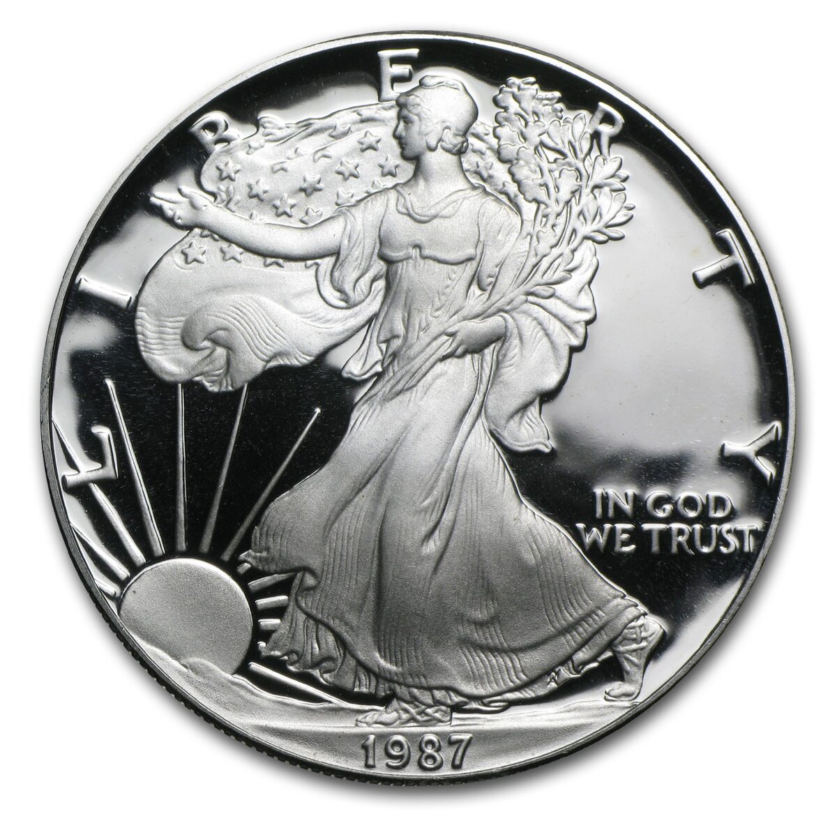 1987-S 1 oz Proof American Silver Eagle (w/Box & COA)