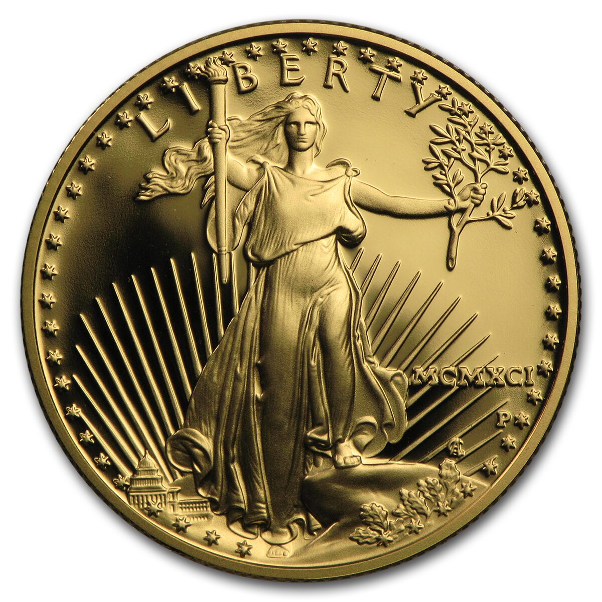 1991-P 1/2 oz Proof American Gold Eagle (w/Box & COA)