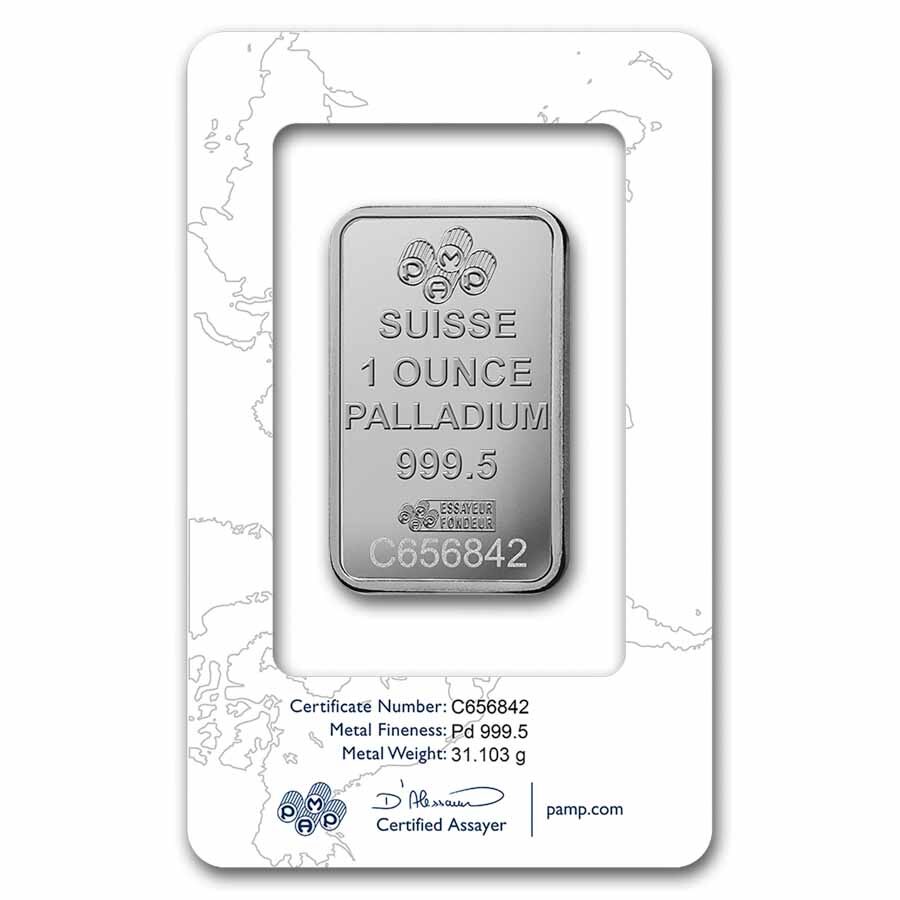 1 oz Palladium Bar - PAMP Suisse (In Assay)