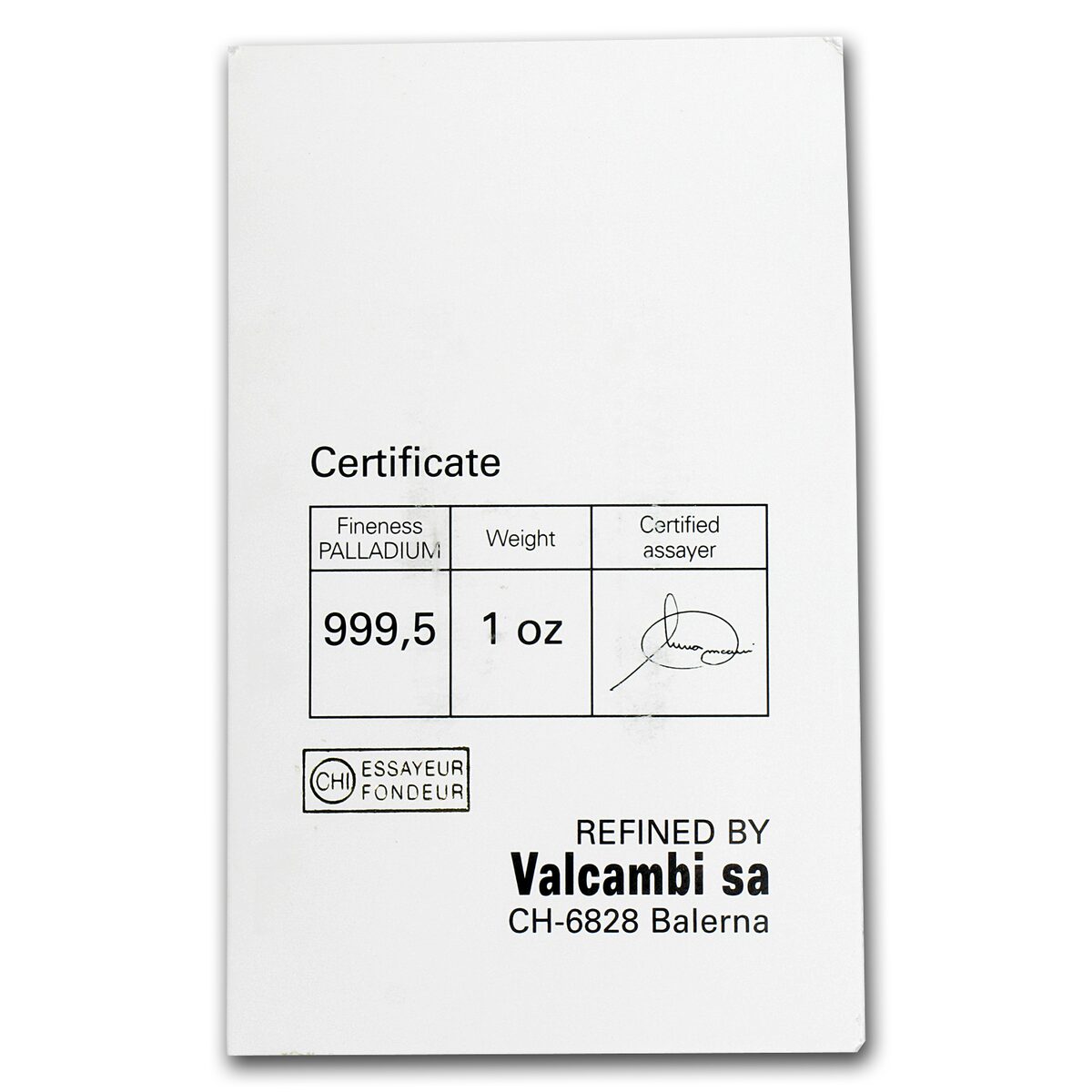 1 oz Palladium Bar - Credit Suisse (In Assay)