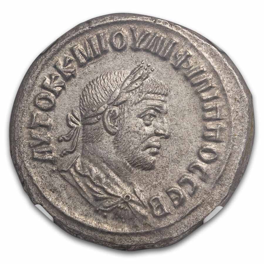 Roman Prov. Bi Tetradrachm Emperor Philip I (244-249 AD) AU NGC
