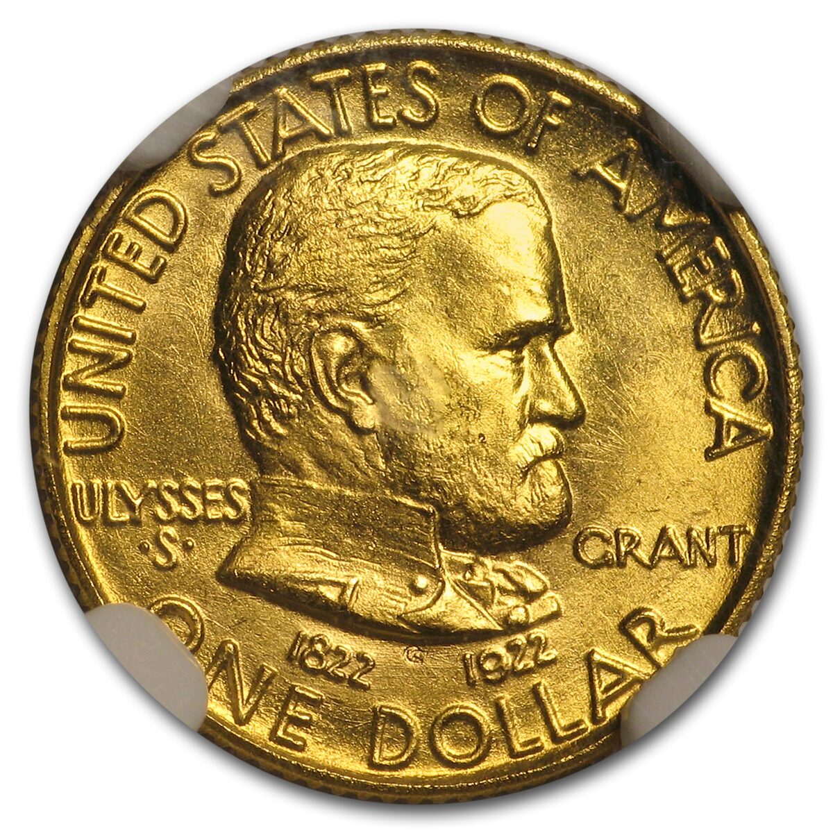 1922 Gold $1.00 Grant No Star MS-63 NGC