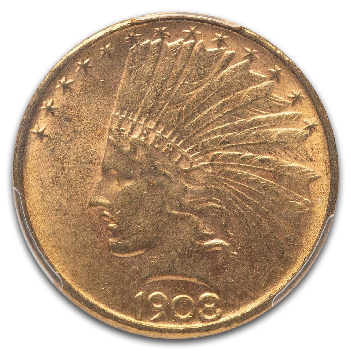 1908-D $10 Indian Gold Eagle No Motto MS-62 PCGS