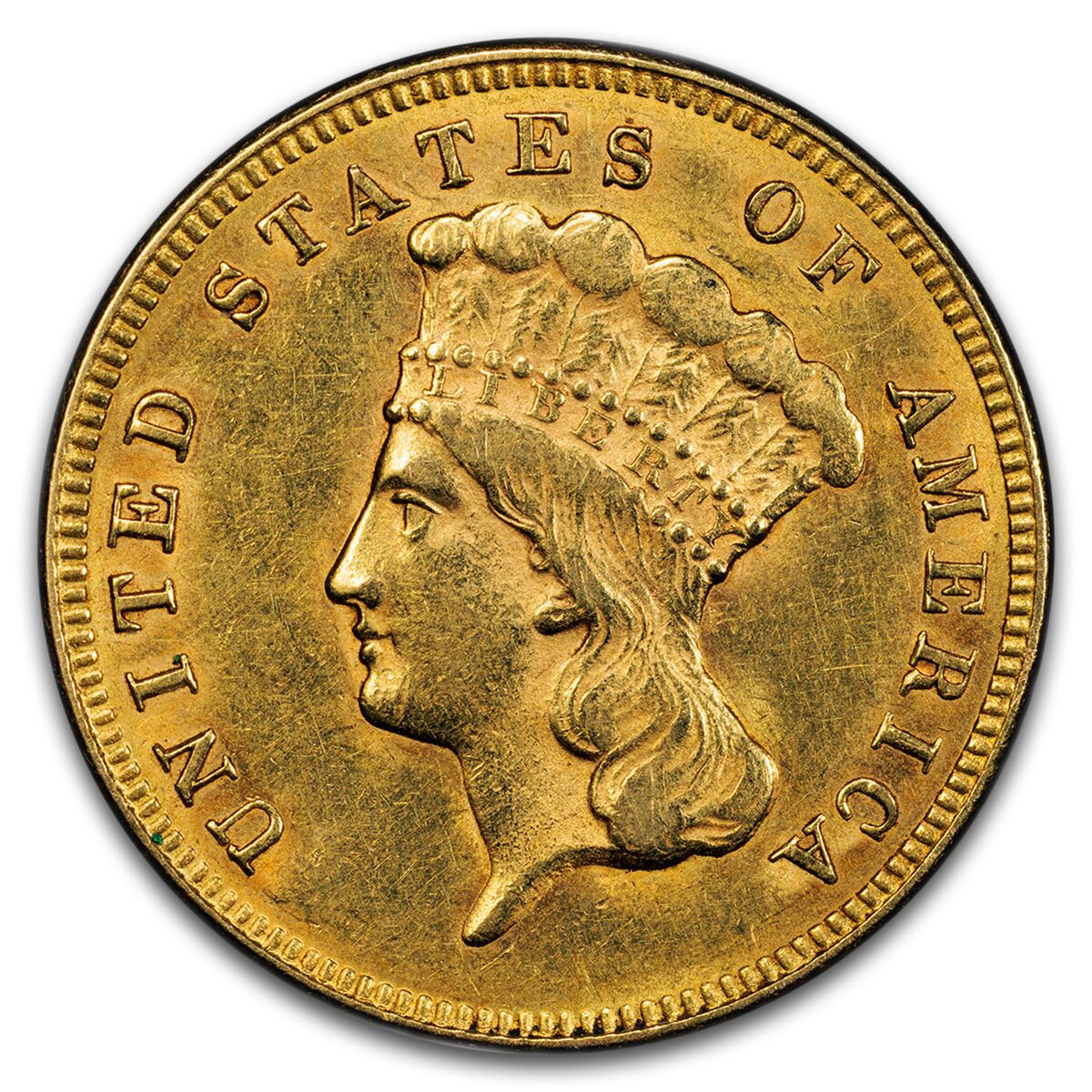 1874 $3 Gold Princess AU-55 PCGS