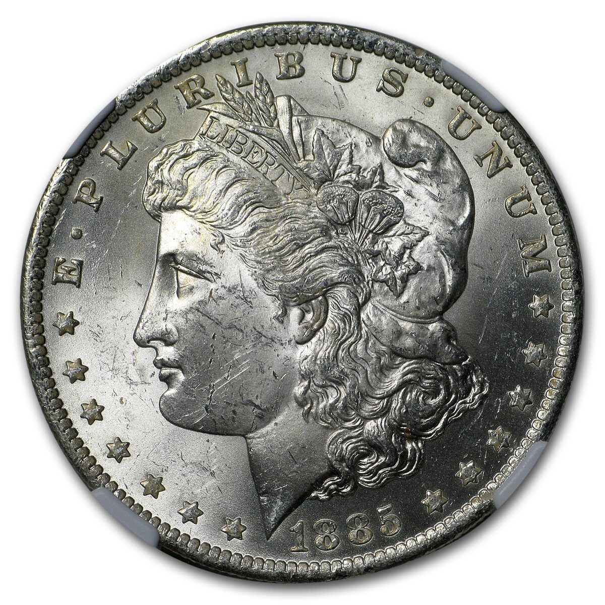 1885-O Stage Coach Morgan Dollar BU NGC