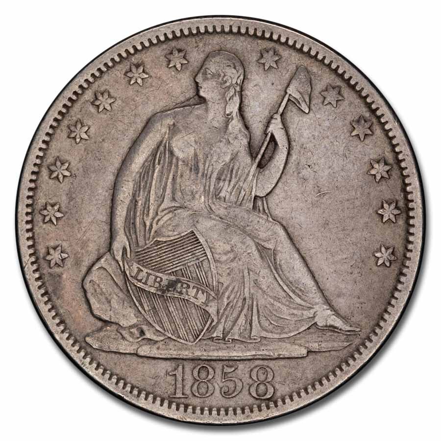 1858 Liberty Seated Half Dollar VF