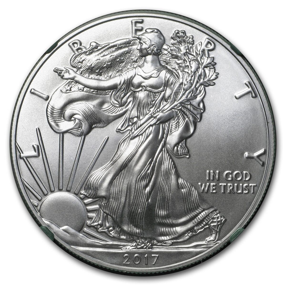 2017 American Silver Eagle MS-70 NGC (ER, Green Holder)