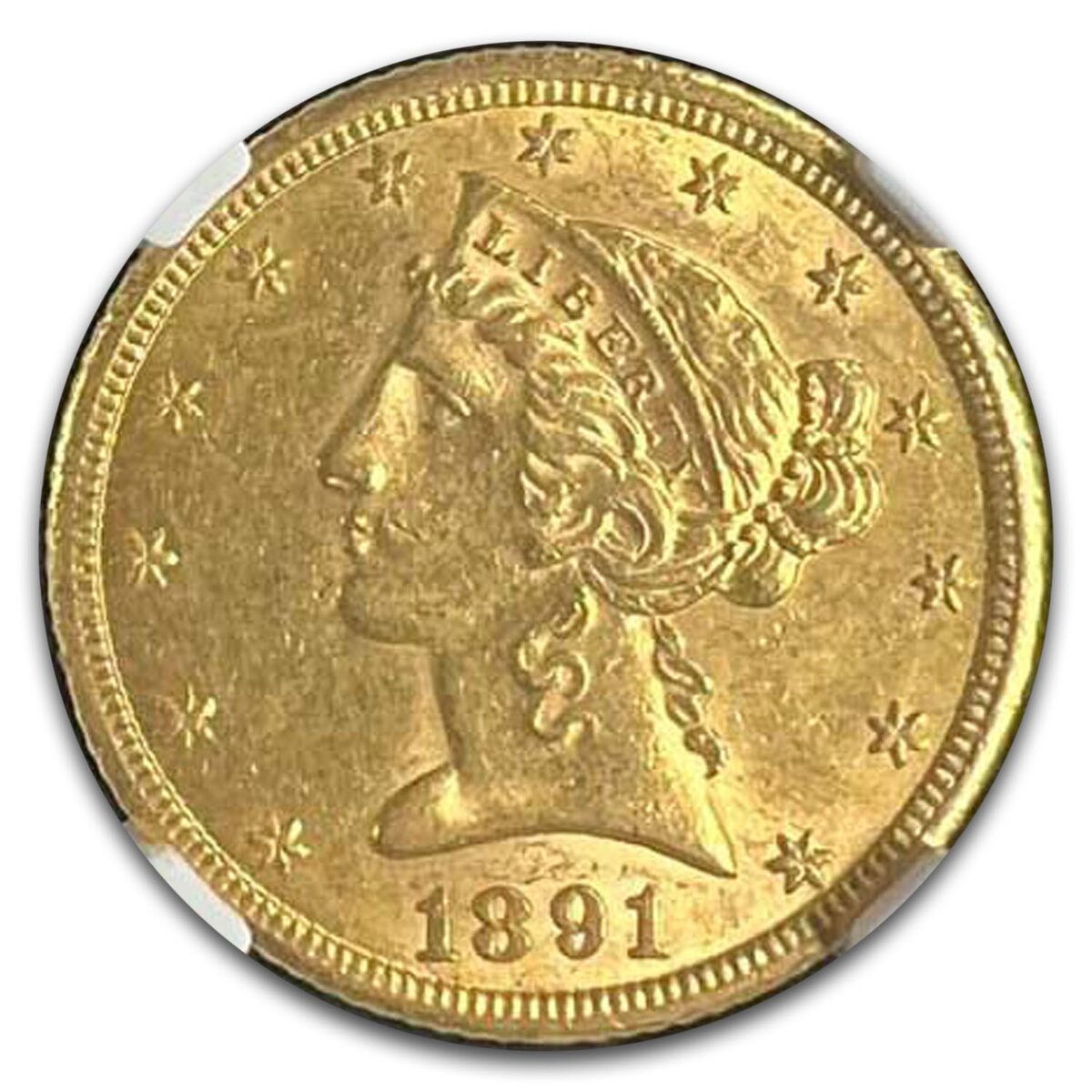 1891-CC $5 Liberty Gold Half Eagle MS-61 NGC