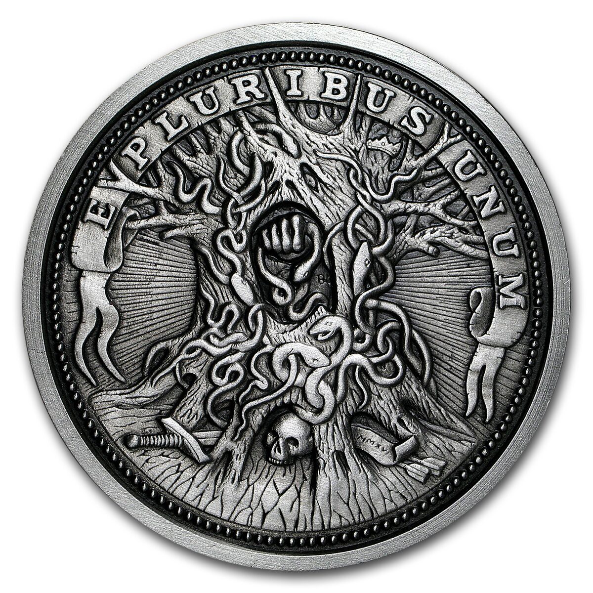 5 oz Silver Antique Round - Hobo Nickel Knight, Death & The Devil