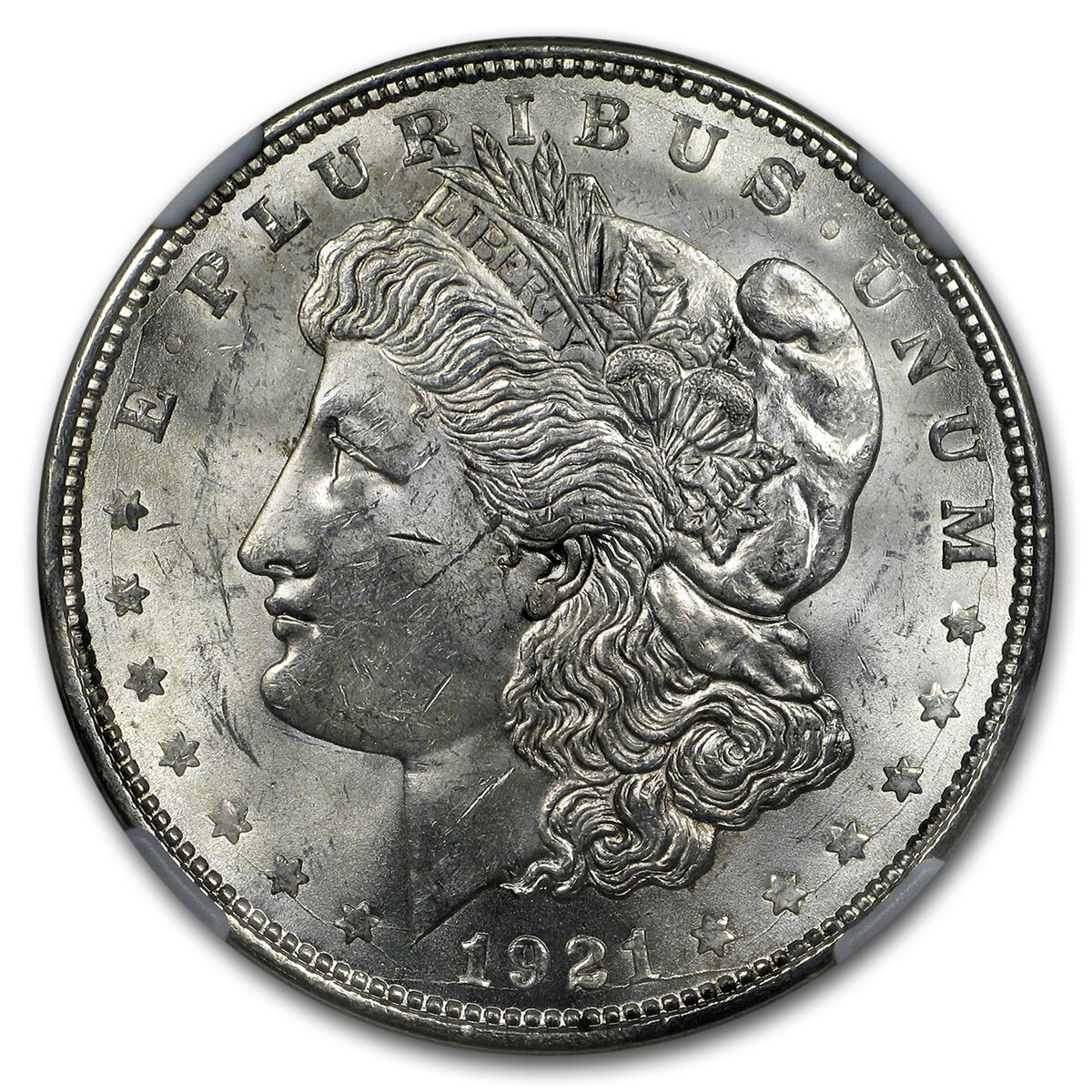 1921-D Stage Coach Morgan Dollar BU NGC