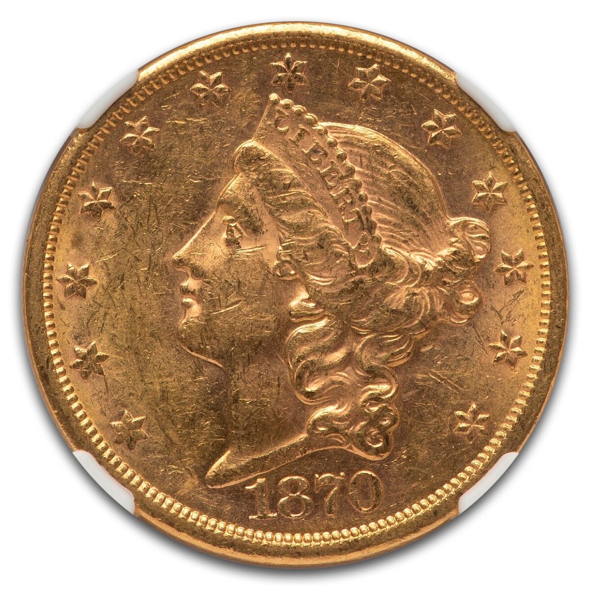 1870-S $20 Liberty Gold Double Eagle AU-58 NGC