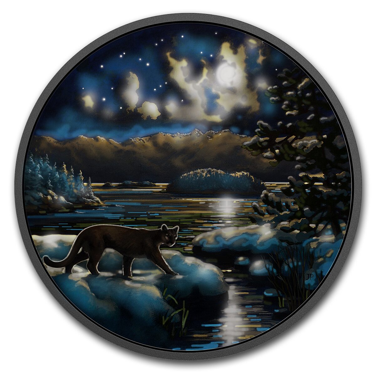 2017 Canada 2 oz Silver $30 Animals in the Moonlight: Cougar