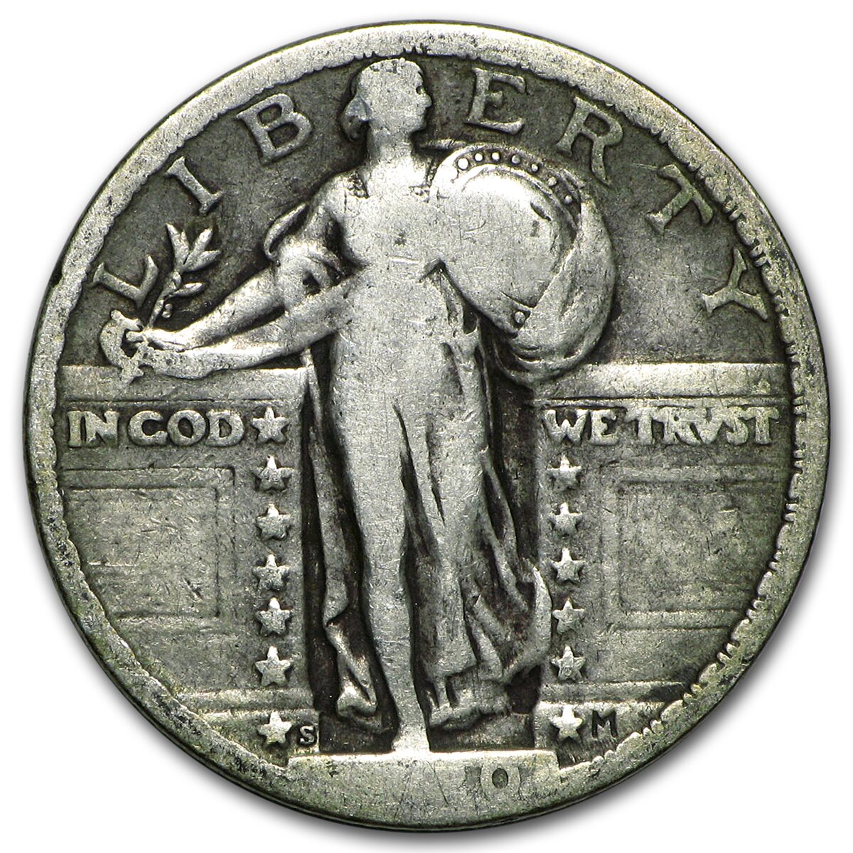 1920-S Standing Liberty Quarter Fine (Partial Date)