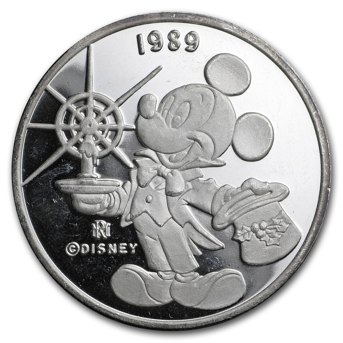 1 oz Silver Round - Mickey/Pluto - Christmas/New Year