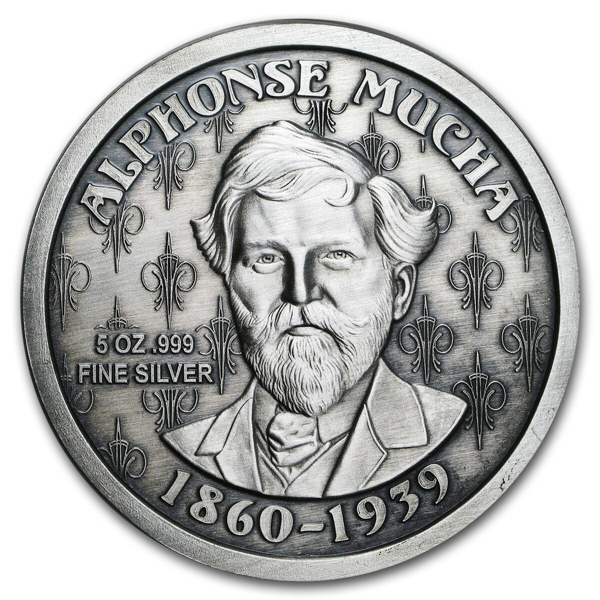 5 oz Silver Antique Round - Mucha Series (JOB)