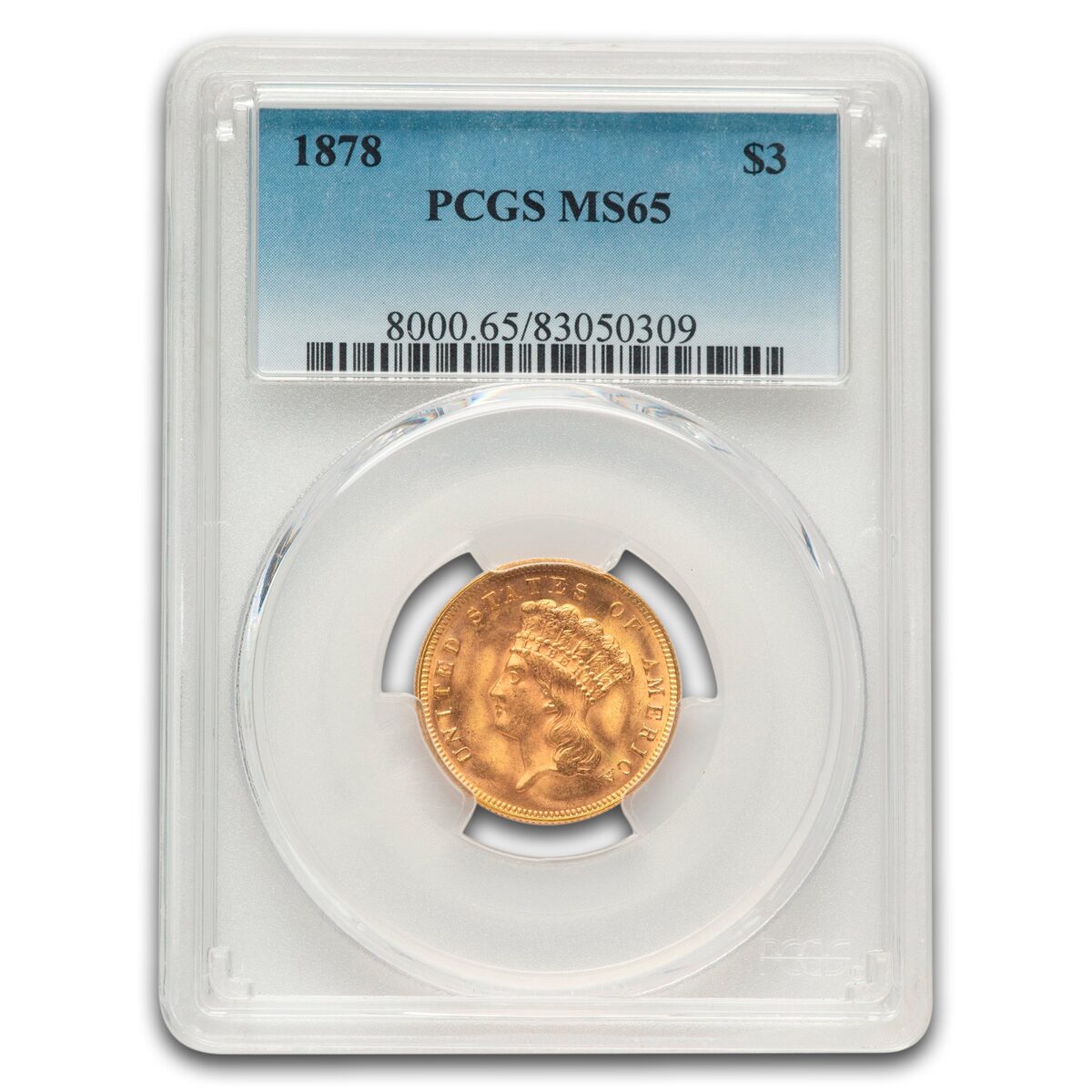 1878 $3 Gold Princess MS-65 PCGS