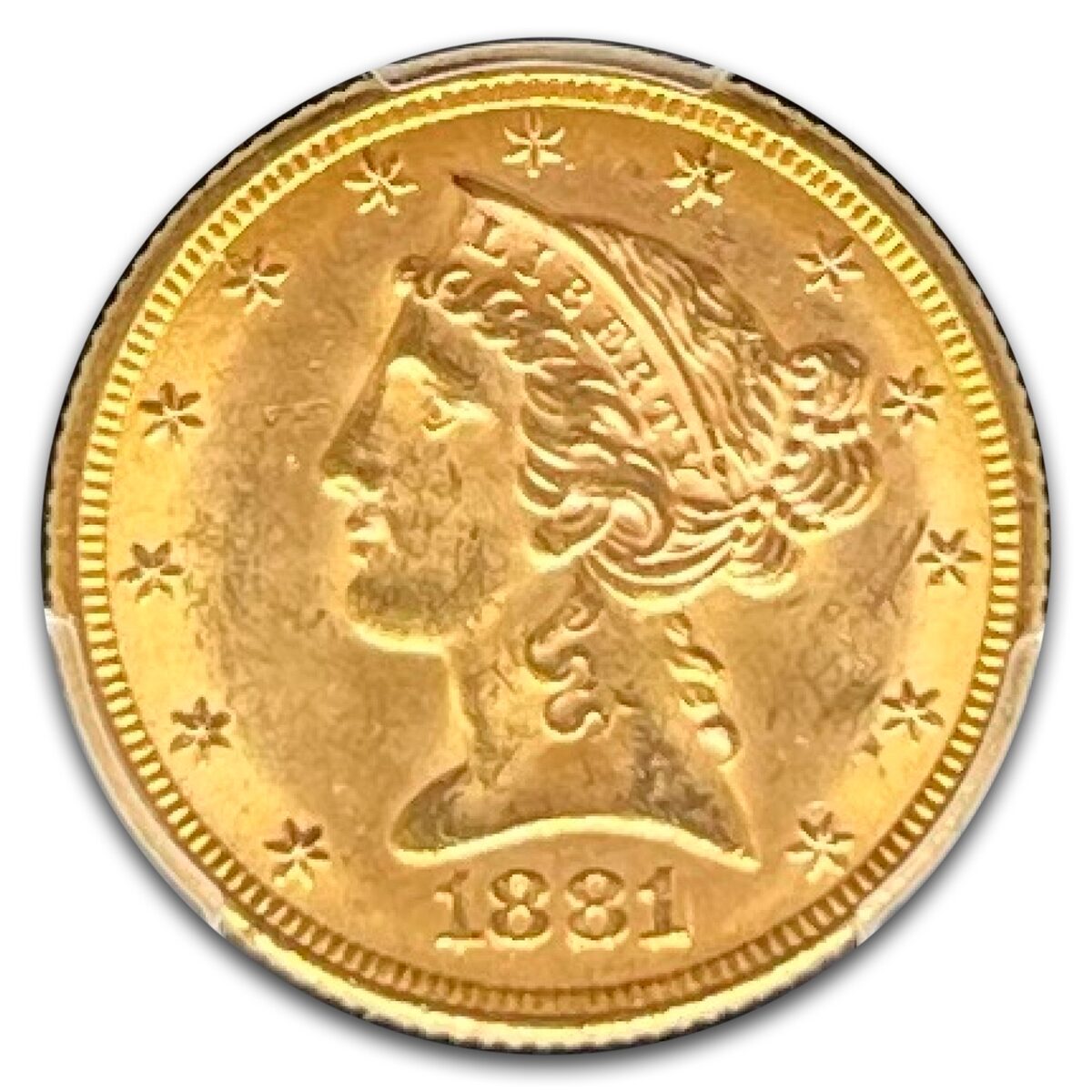 1881/0 $5 Liberty Gold Half Eagle MS-63 PCGS
