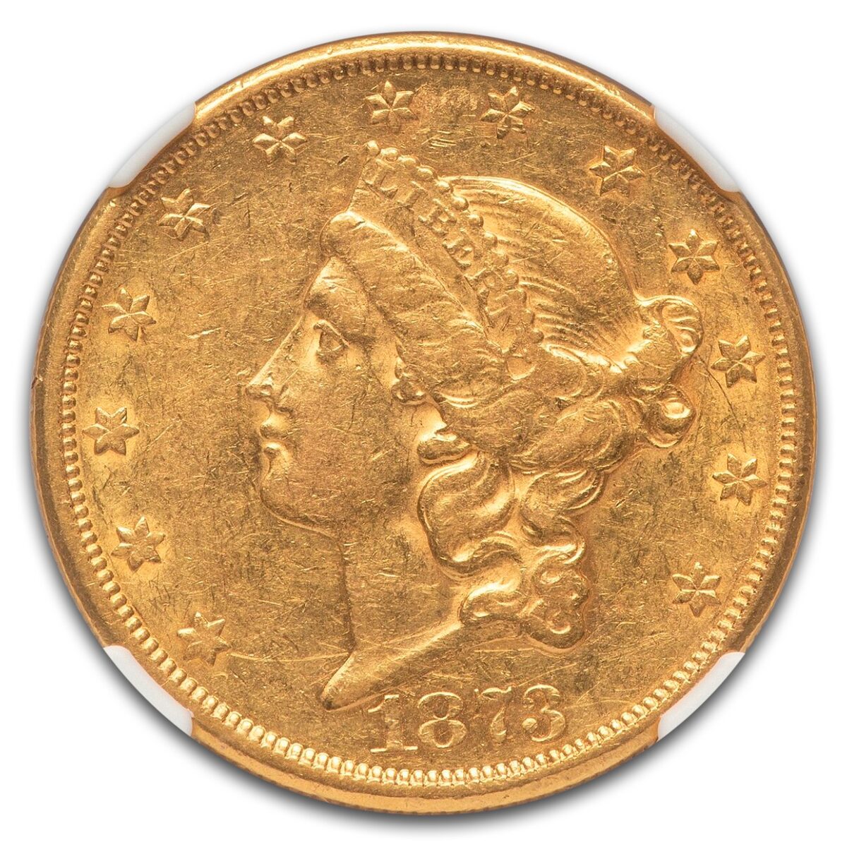 1873-CC $20 Liberty Gold Double Eagle AU-55 NGC